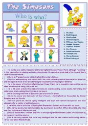 English Worksheet: Cartoon Series 1 - The Simpsons (2 pages + answer key)