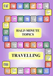 English Worksheet: Travelling - a boardgame or pairwork (34 questions for discussion)