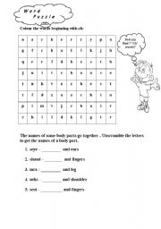 English worksheet: word puzzel