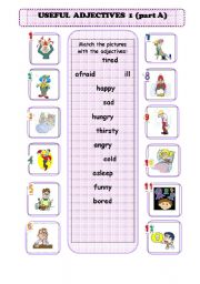 English Worksheet: Useful  adjectives (part  A)