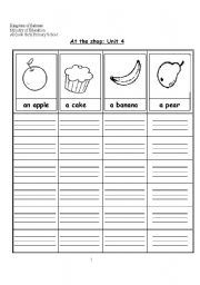 English Worksheet: food copy sheet