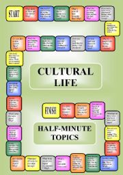 Cultural life - a boardgame or pairwork (34 questions for discussion)