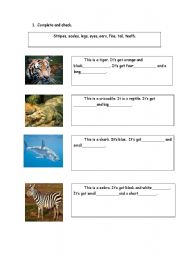 English Worksheet:  wild animals