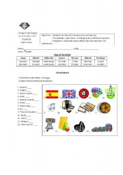 English Worksheet: School Subjects and Days of the week