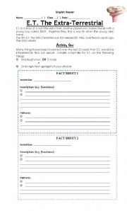 English Worksheet: E.T. 4 activities included