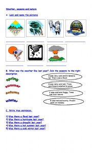 English Worksheet: the weather, seasons and nature 