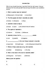 English worksheet: Australia quiz
