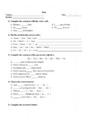 English Worksheet: Test 1st semester