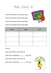 English Worksheet: Too Cool 4 School Review Sheet