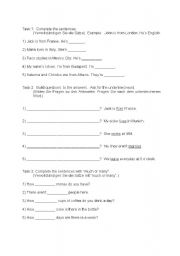 English worksheet: test for beginners