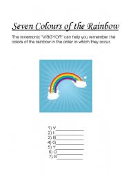 English Worksheet: Colours of the Rainbow