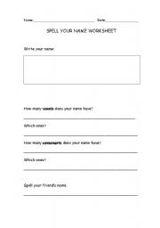 English worksheet: Spell your name 