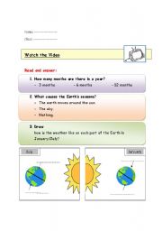 English Worksheet: Video Task: What causes the earths seasons?