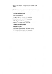 English worksheet: kinds of adverbs