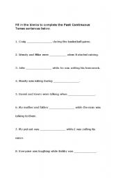 English worksheet: Past continuous