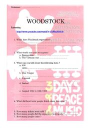 English Worksheet: PROTEST SONGS IN THE 60S (PART 3) Woodstock listening