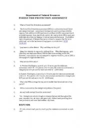 English Worksheet: FOREST FIRE PROTECTION ASSESSMENT