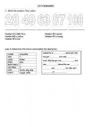 English worksheet: Numbers and personal information