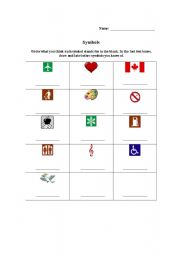 English worksheet: Symbol Worksheet