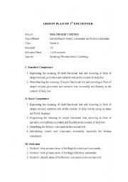 English Worksheet: lesson plan for listening pronunciation