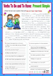 English Worksheet: Verbs to be and to have - Simple Present - Affirmative, negative and Interrogative forms (4)