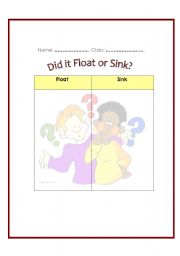 English Worksheet: Will it sink or float? (part 2)