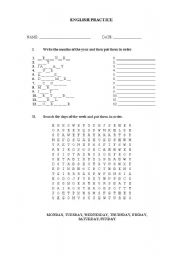 English worksheet: DAYS AND MONTHS