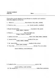 English worksheet: adjective worksheets 