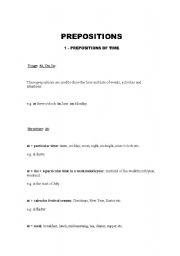 English Worksheet: Preposition of time