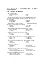 English worksheet: Battle of Jericho Test