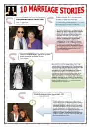 MARRIAGE & STORIES - (5 PAGES) The 10 most extravagant weddings ever‏ -  Complete ws with 10 famous celebrities + texts and  5 exercises + 11 extra activities