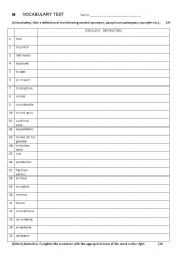 English Worksheet: Word definition and formation group B