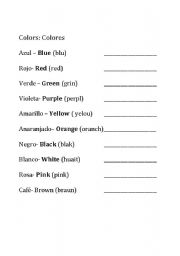 English worksheet: Colors with pronounciations