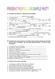 English Worksheet: PRESENT PERFECT / SIMPLE PAST