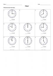 English Worksheet: Exercise about hours