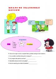 English Worksheet: Means of transport: by/on