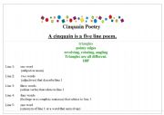 English worksheet: cinquain poetry