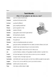 English worksheet: Task Vocabulary for Tests