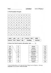 English Worksheet: pets and numbers