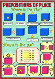 English Worksheet: Prepositions of place. 
