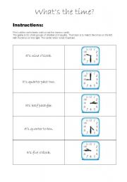 English Worksheet: Whats the time