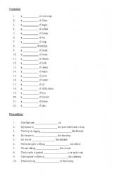 English worksheet: Exercises on Singular Plural and Prepositions