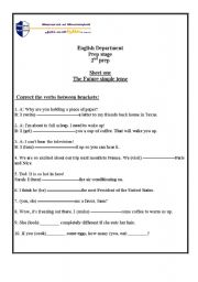 English worksheet: Exercise on future tense