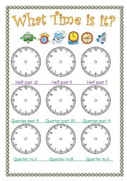 English Worksheet: What Time is it? (2)