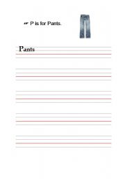 English worksheet: P is for pansts