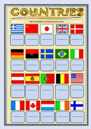 English Worksheet: WHERE ARE YOU FROM? COUNTRIES FLAGS EXERCISE