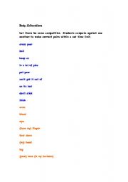 English Worksheet: Body Collocations