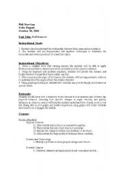 English Worksheet: Lesson Plan for Science