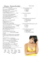 Russian Roulette (Rihanna) - ESL worksheet by Titina29