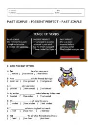 English Worksheet: PAST SIMPLE - PRESENT PERFCT - PAST PERFECT